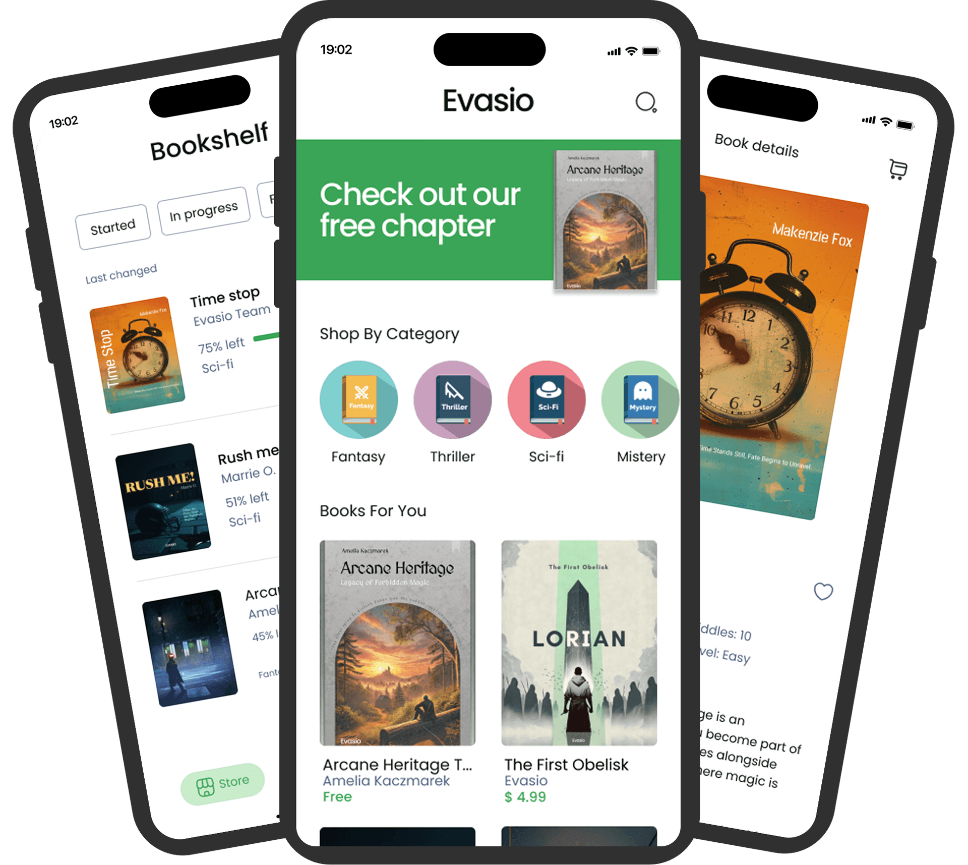 Screenshot of Evasio gamebook app